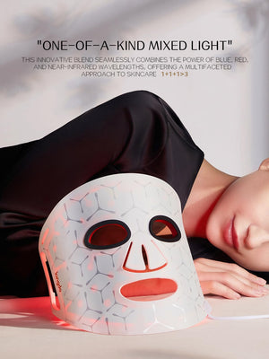 4-Colors LED Face Mask with 100 Leds - near Infrared, Blue & Red Light Therapy for Face, LED Face Mask Light Therapy Device Tool Beauty Skin Care(White)
